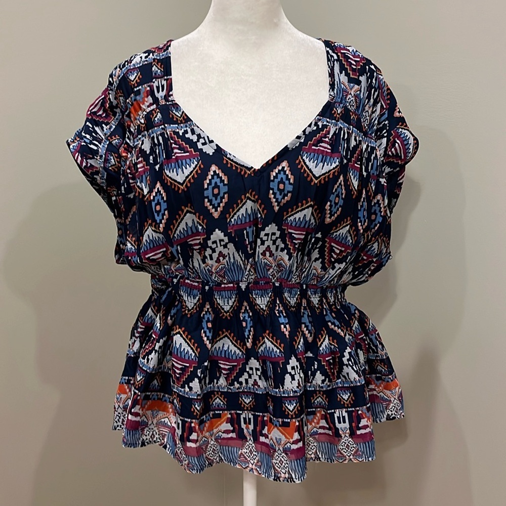 Old Navy Blue Aztec Top